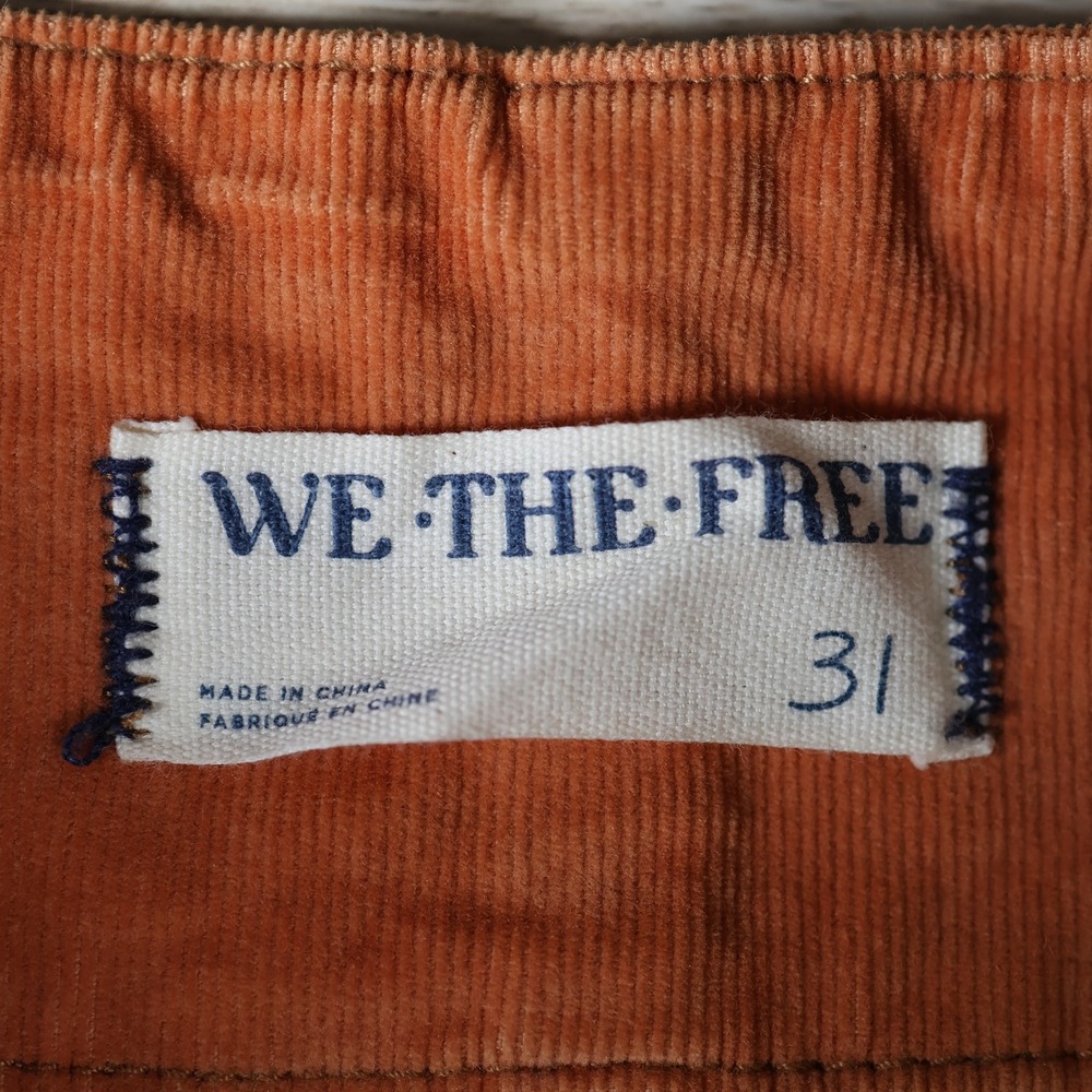 We The Free Womens Pants 31 Orange Corduroy Flared Wide Leg High Rise - Picture 9 of 14